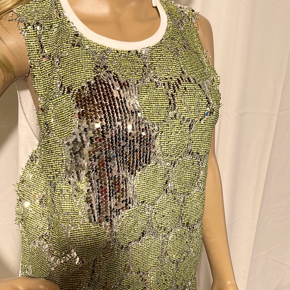 ZARA TRAFALUC GREEN SEQUIN TOP L